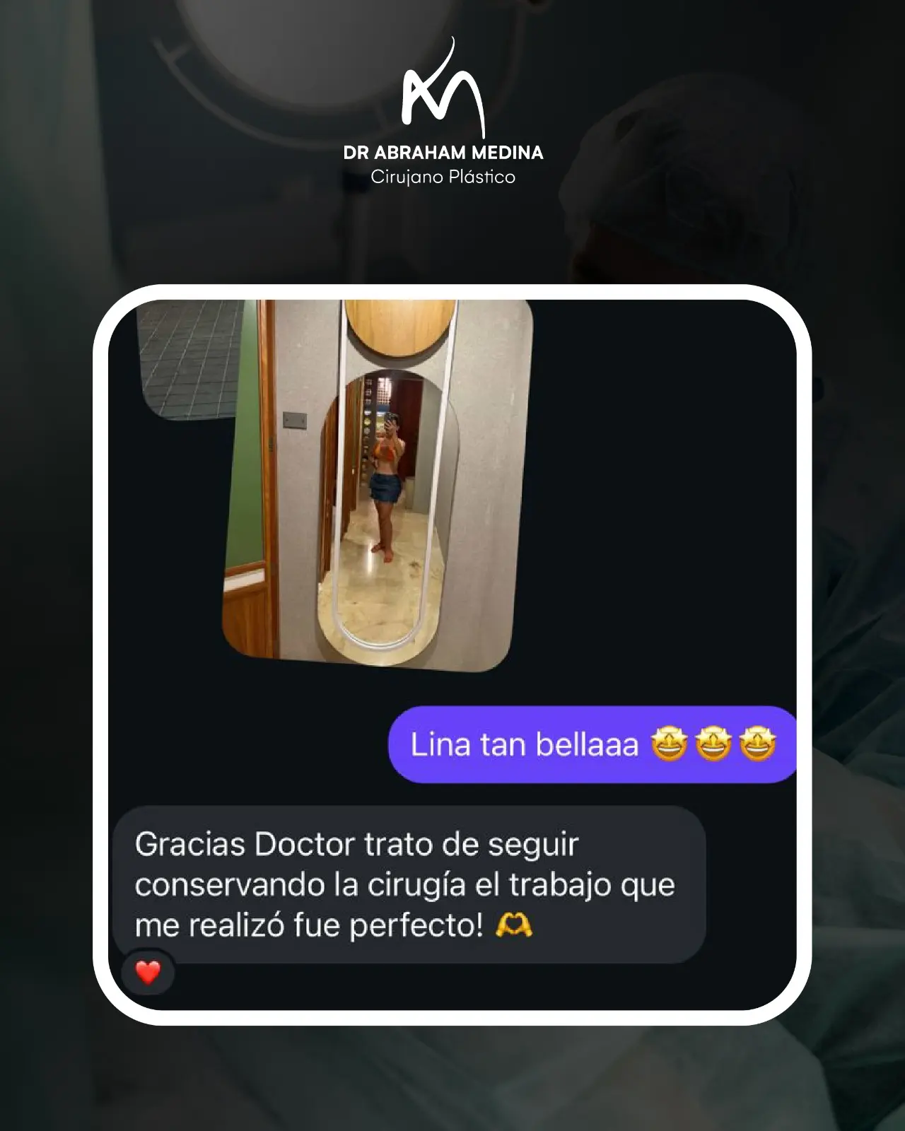 Mensaje de una paciente del Dr. Abraham Medina después de su cirugía 2