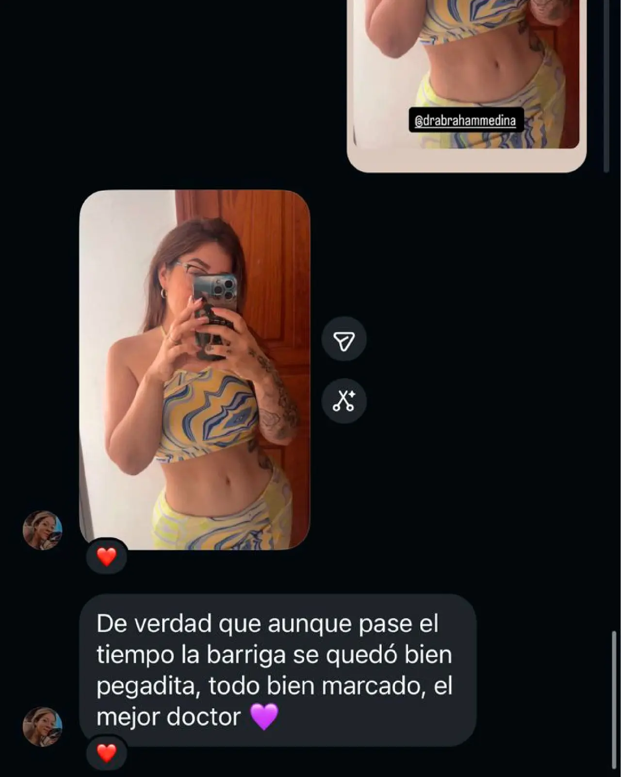 Mensaje de una paciente del Dr. Abraham Medina después de su cirugía 3
