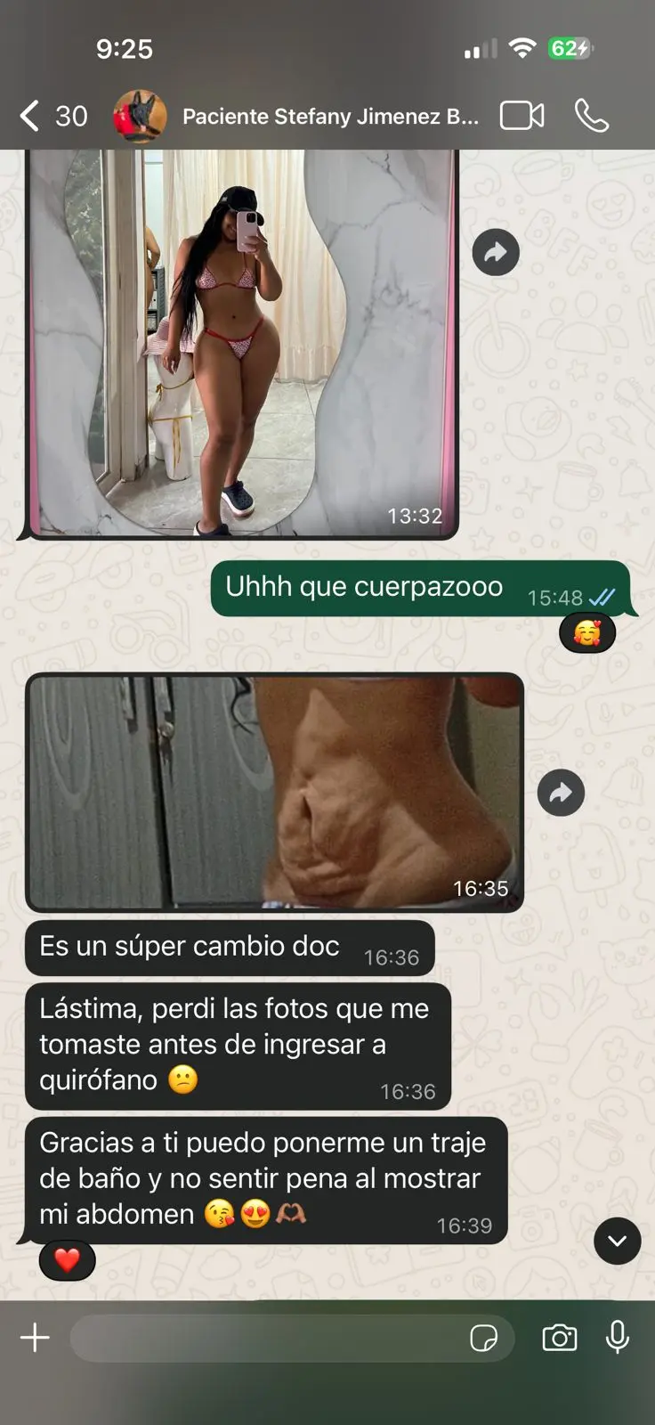 Mensaje de una paciente del Dr. Abraham Medina después de su cirugía 5